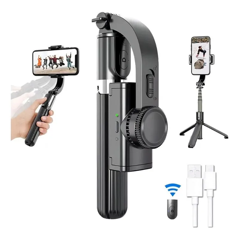Gimbal Estabilizador Celular Tripé Pau De Selfie Altura 86cm Cor Preto F10