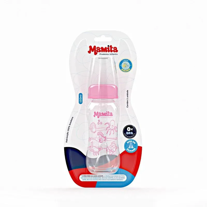 Mamadeira Mamita Decorada 150ml Bico De Silicone - Blister