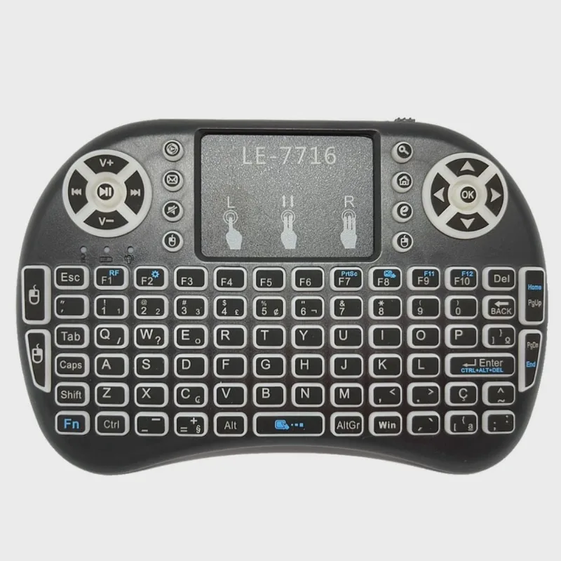 Mini Teclado Bluetooth Portátil Para Smart Tv Com Led