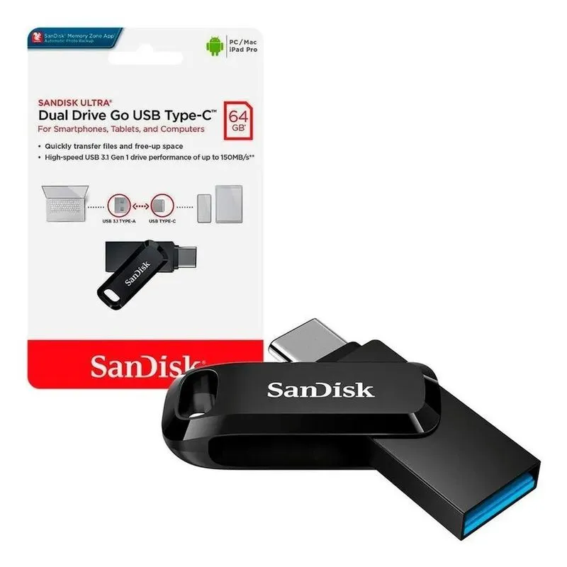 Pendrive Sandisk Ultra Dual Drive Go 64gb 3.1 Gen 1 Lisa Pre