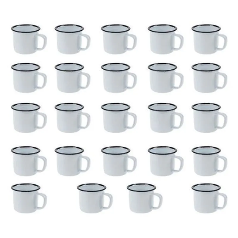 Caneca Esmaltada Retro 350Ml Branca Vintage Jogo 24 Unidades