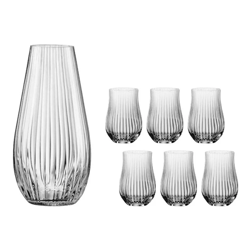 Jogo Vaso Waterfall 305 E Copos Cristal 450 Ml Tulipa Optic