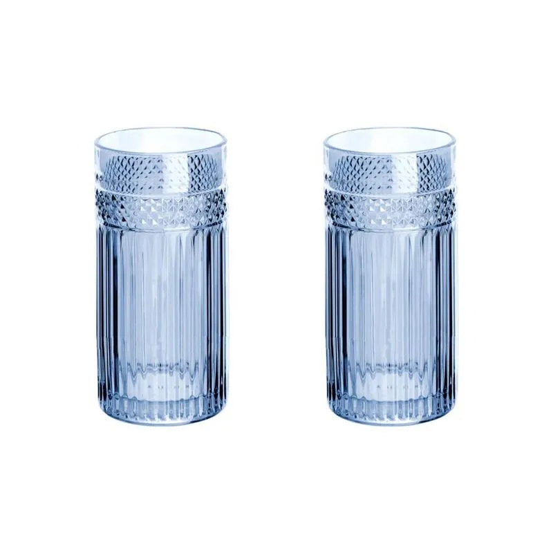 Jogo 2 Copos Vidro Água 360 Ml Azul Linha Palace L'Hermitage