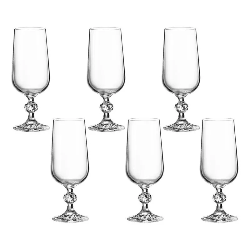 Jogo 12 Taças De Cristal Champagne 180 Ml Claudia Bohemia