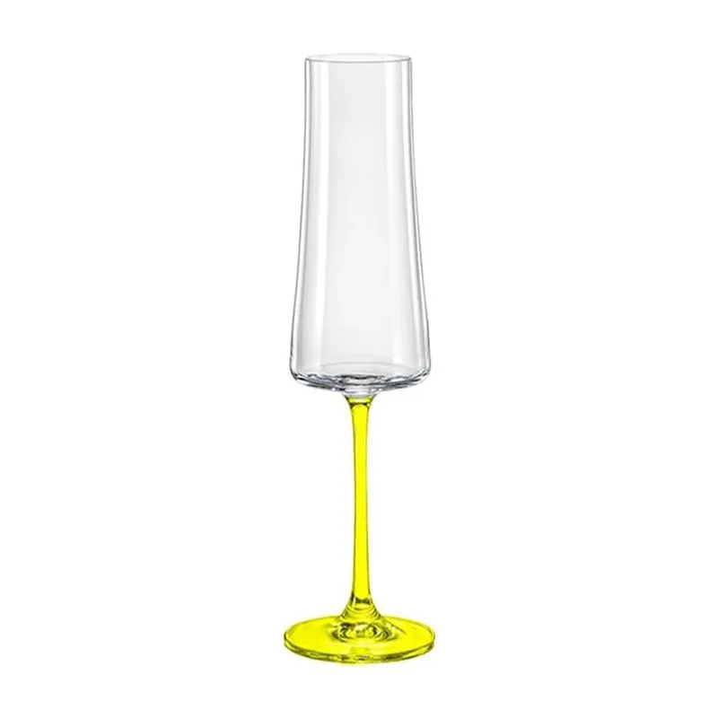 Taça Cristal Bohemia Para Champanhe 210Ml Amarela Xtra 1 Pc