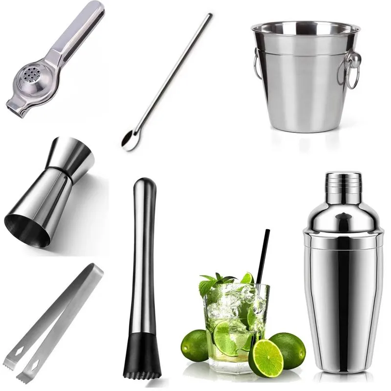 Kit Caipirinha Tudo Em Aço Inox Completão Coqueteleira 750ml