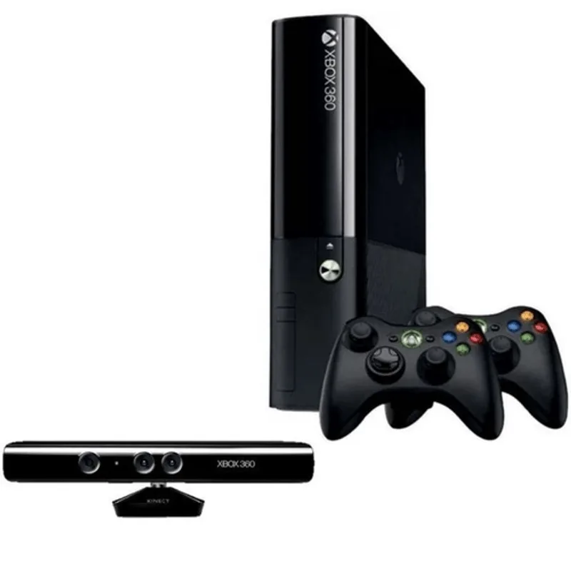 Xbox 360 Super Slim 250gb 2 Controles + Kinect + 5 Jogos Standard Preto