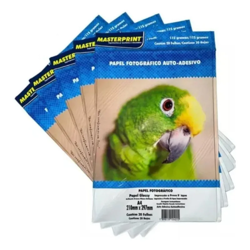 Papel Fotográfico Adesivo A4 Glossy 115g 100 Un. Masterprint