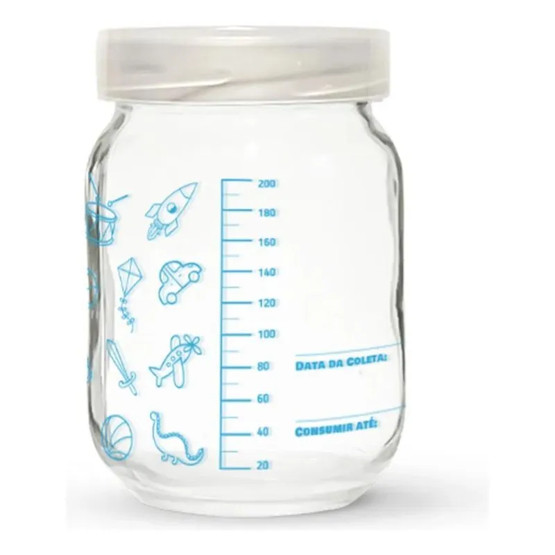 12 Potes De Vidro Para Leite Materno Com Graduação 200ml