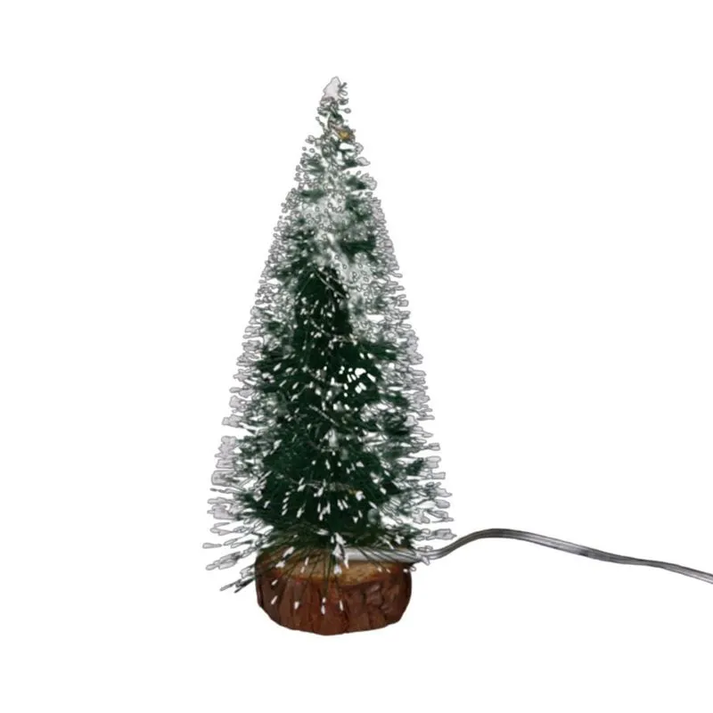 Mini Árvore De Natal Com Pontas Nevadas Luzes Led Coloridas