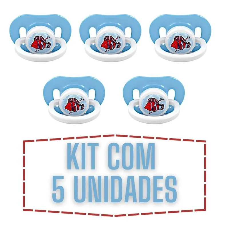Kit 5 Chupeta Bico Redondo Silicone Mamita Escolha A Cor