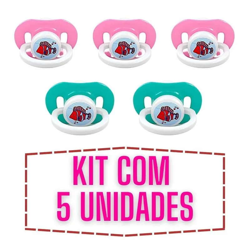 Kit 5 Chupeta Bico Redondo Silicone Mamita Escolha A Cor