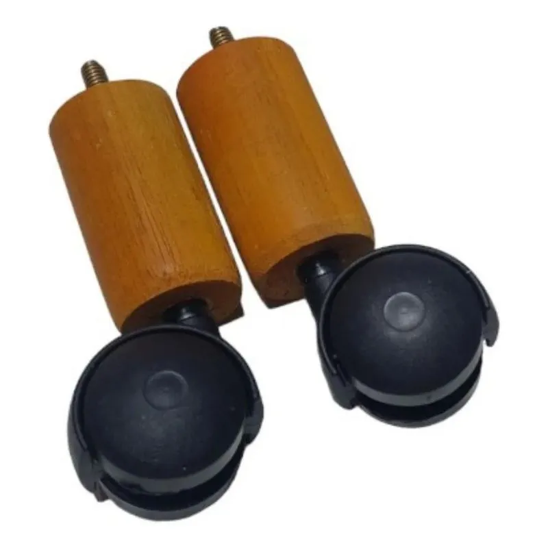 5x Kit 4 Pé Para Cama Box Madeira Rodinha Rodizio Mel 12 Cm