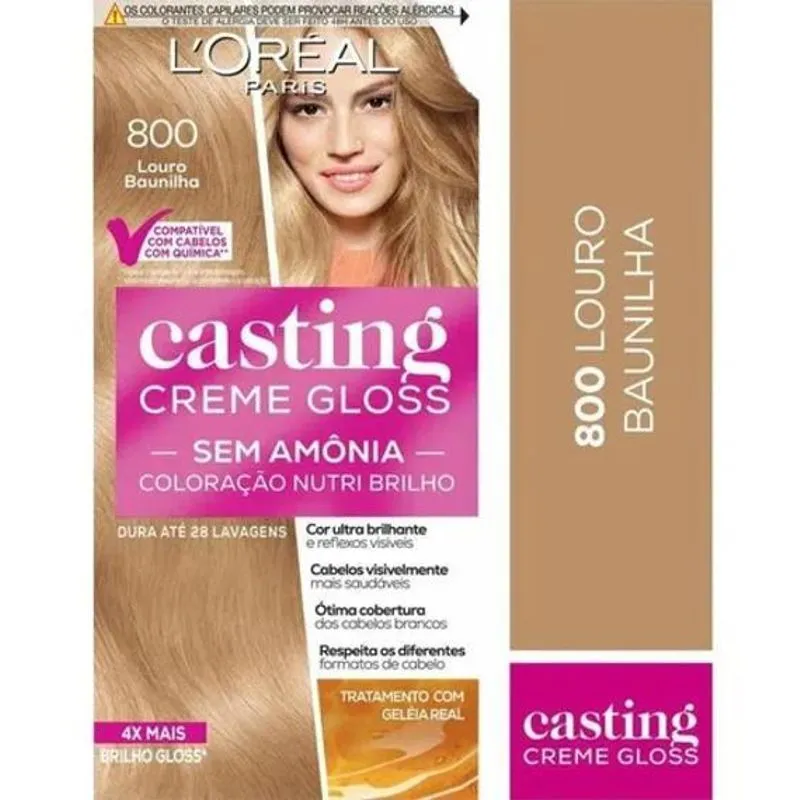 10x Tinta Casting Creme Gloss Lóreal Tom Louro Baunilha 800