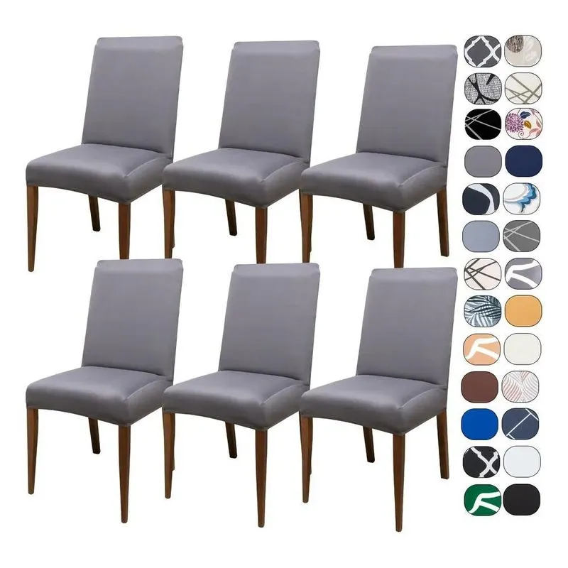 Kit 6 Capas Cadeira Jantar Tecido Importado Spand Cinza/chum