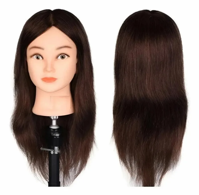 Cabelo Humano 100% 55cm: Manequim Profissional Tr - Castanho
