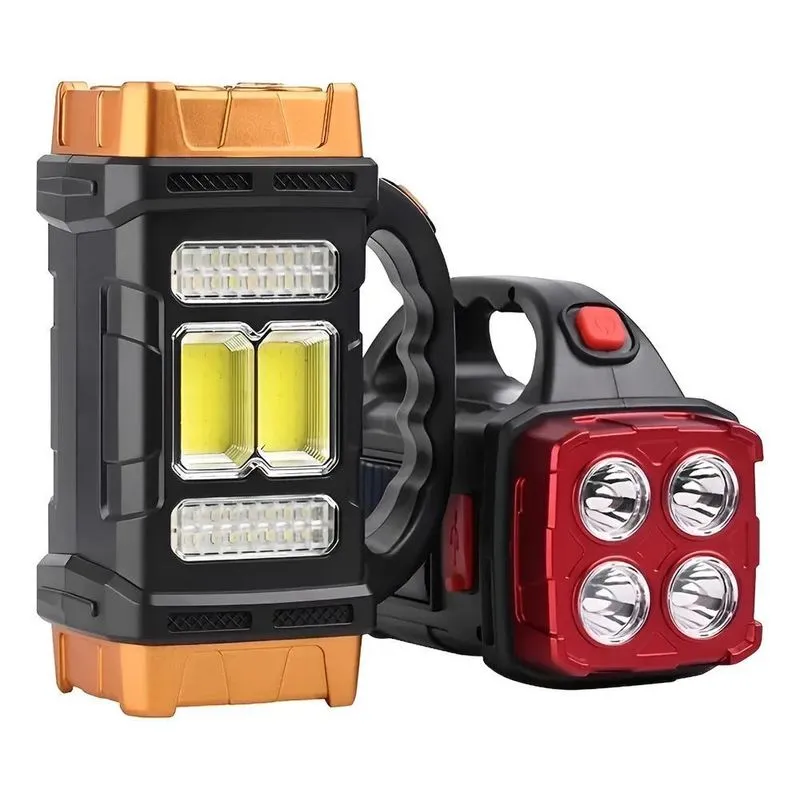 Lanterna Holofote Super Led Potente Recarre Vermelho Laranja