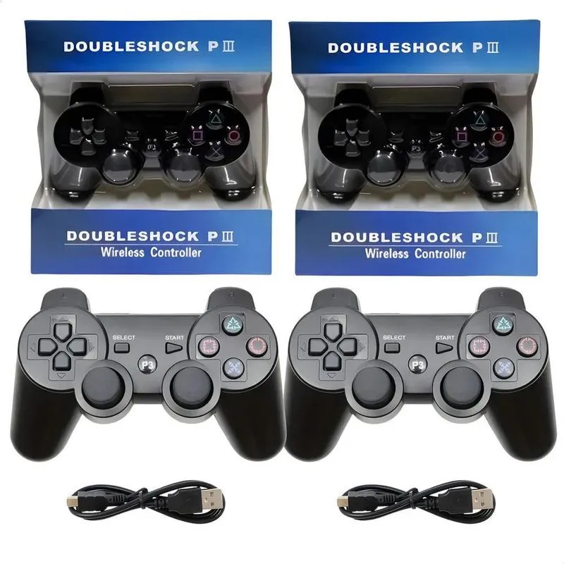 Kit 2x Controles Compatíveis Sem Fio Ps3 Pc Cor Preto Redd