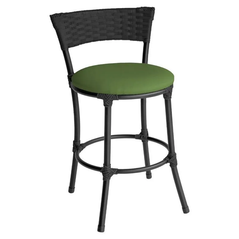 Banqueta Pisa Aço Carbono Estofada Com Encosto Preto E Verde