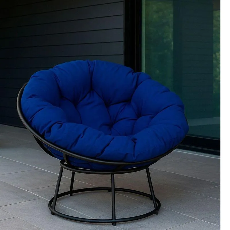 Cadeira Papasan Estrutura Em Aço Assento Estofado Almofada Impermeável Azul Acesse Móveis