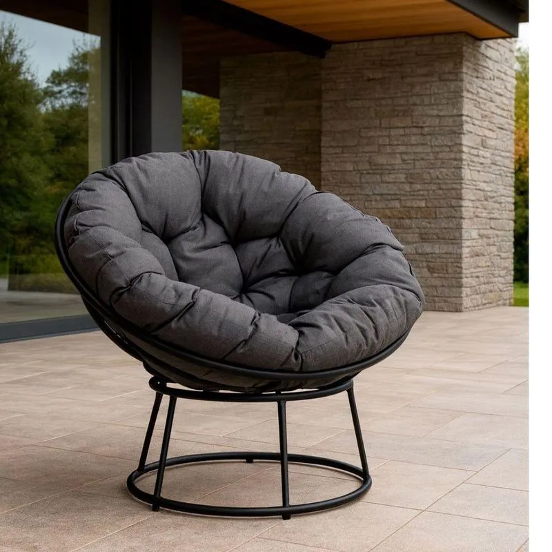 Cadeira Papasan Para Área Externa Estrutura Em Aço Assento Estofado Impermeável Cinza Acesse Móveis