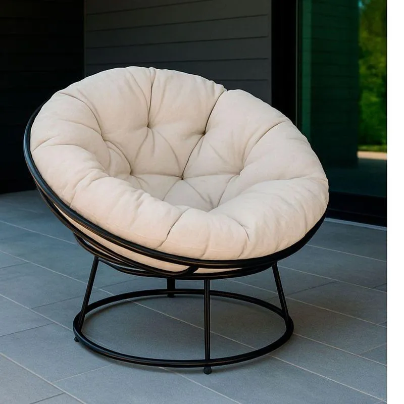 Cadeira Papasan Estrutura Em Aço Carbono Assento Estofado Almofada Impermeável Branco
