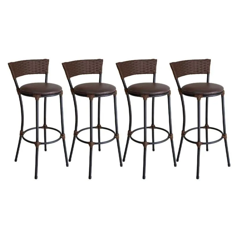 Conjunto De 4 Banquetas Alta Forts 1 Lugar Aço Carbono Fibra Sintética Marrom
