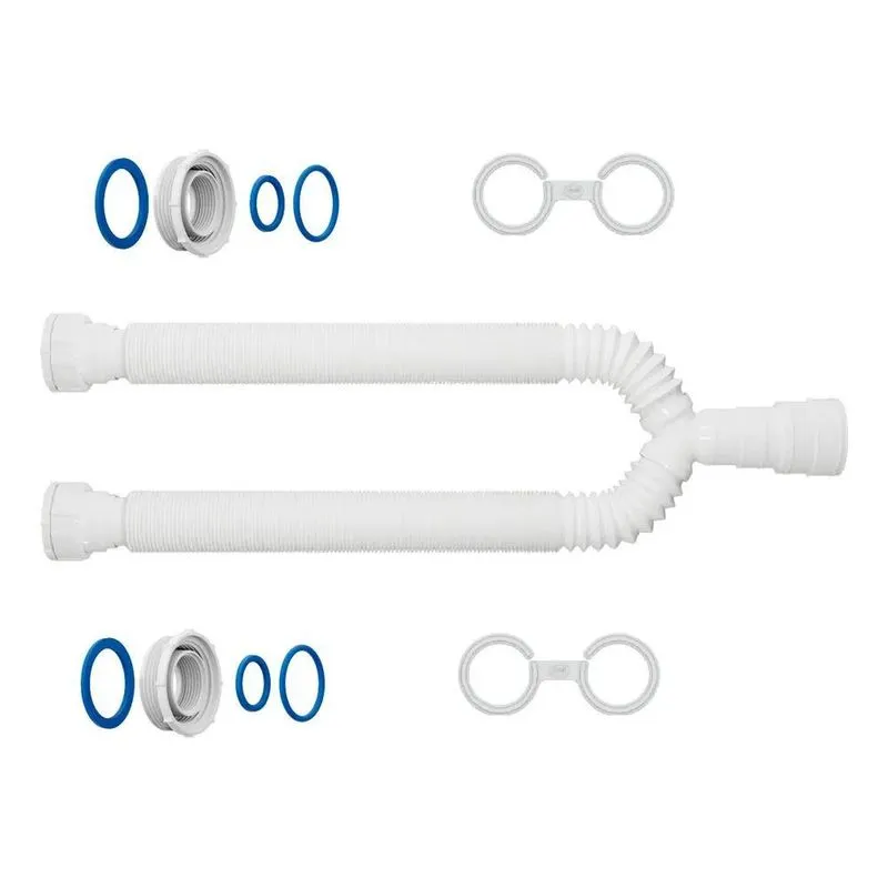 5x Sifão Duplo Universal Longo 1,1 Mts Branco Tanque Pia Lav