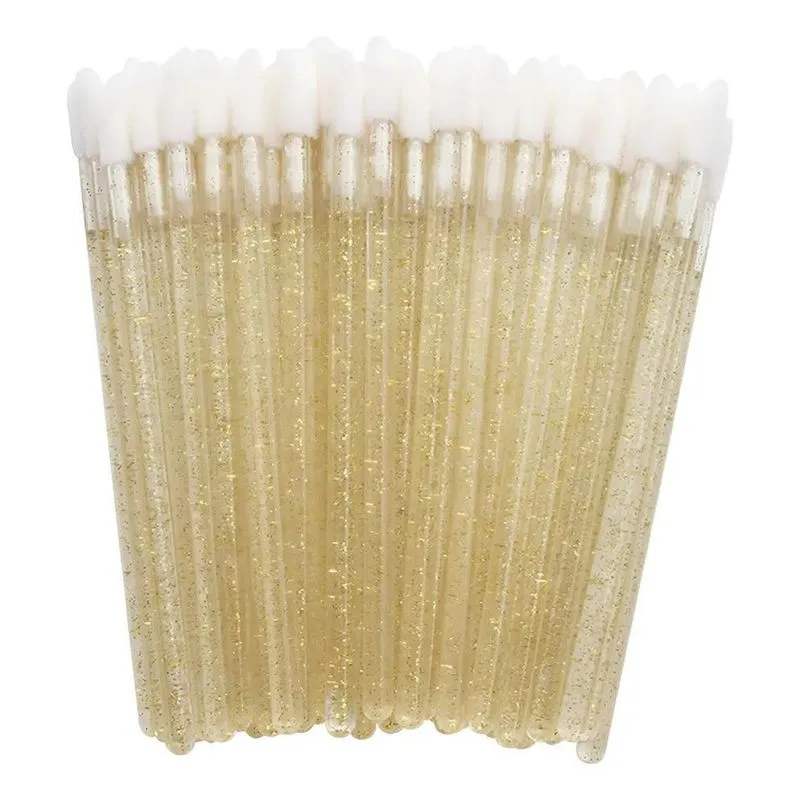 50 Pincéis Aplicadores Descartáveis: Batom, Gloss - Dourado