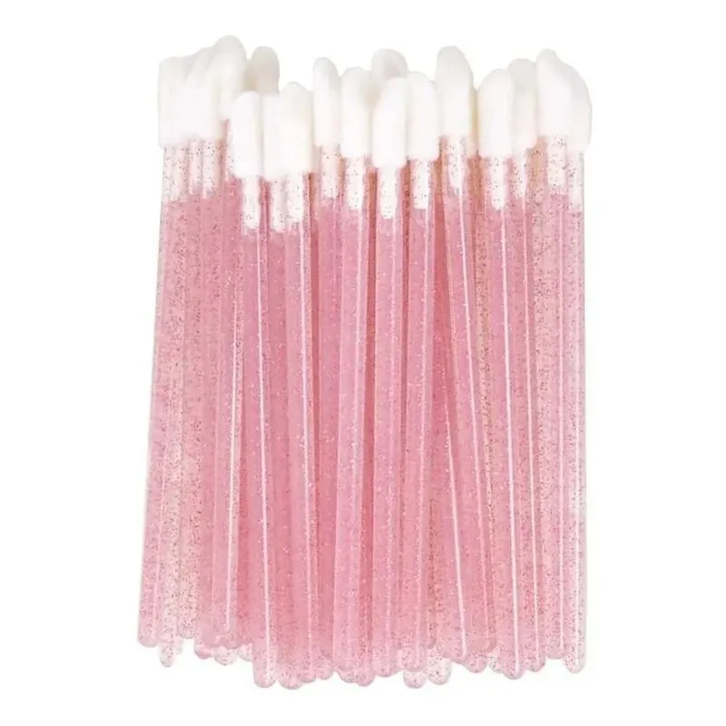 50 Pincéis Aplicadores Descartáveis: Batom, Gloss &amp; C - Rosa