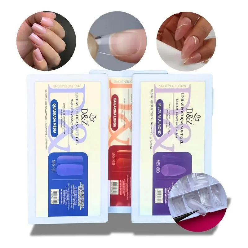 Unha Soft Gel Ultra Natural 500 Un. Médio Al - Almond Medium