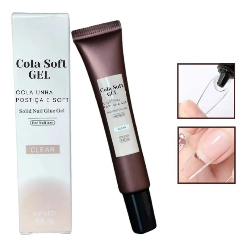 Cola De Unha Postiça Tips Realista Acrigel Em Gel Led/Uv