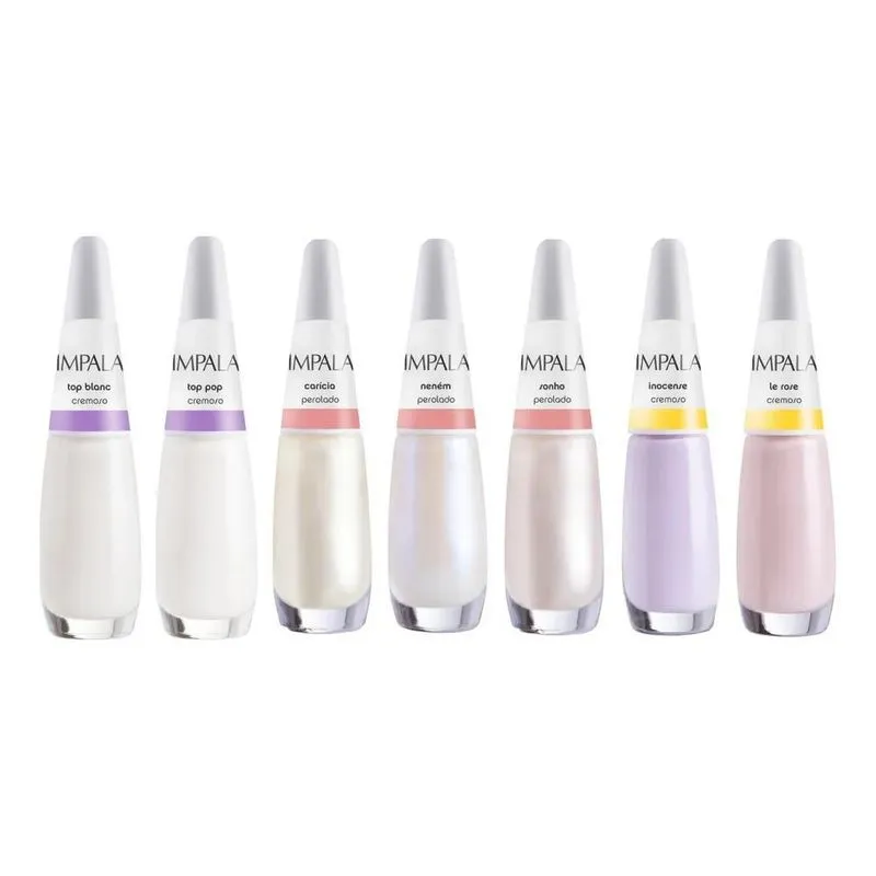 Kit Esmalte Impala Manicure 7 Cores Claras Peroladas