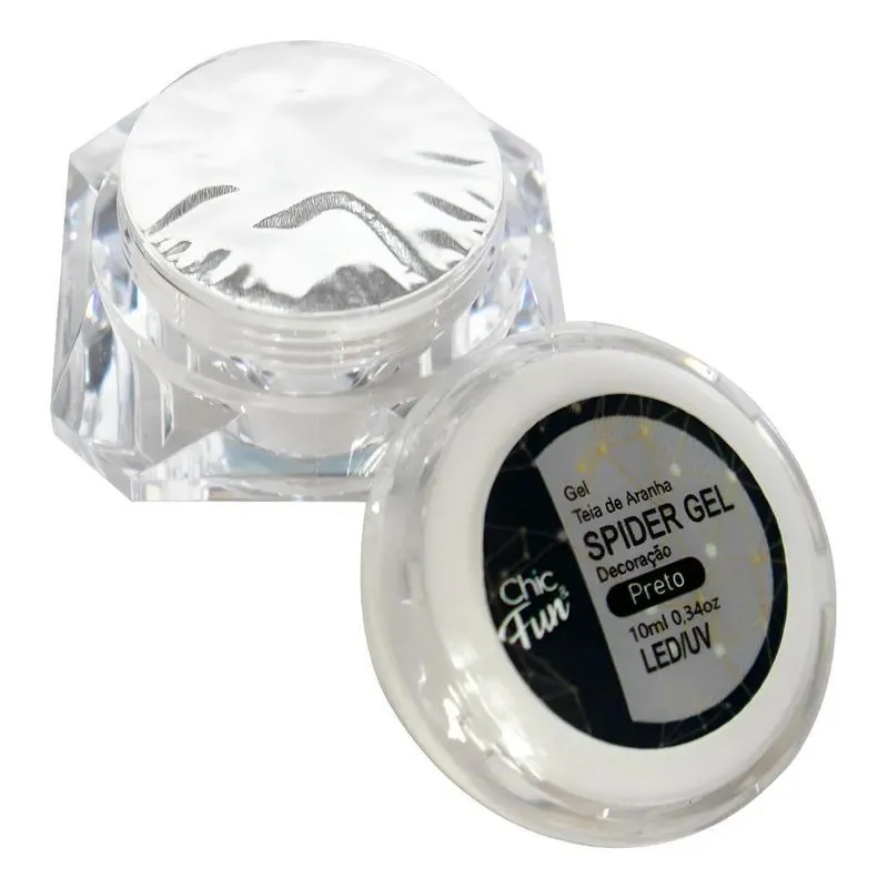 Spider Gel Teia Unhas Arte Fácil - 10ml Profissional - Preto