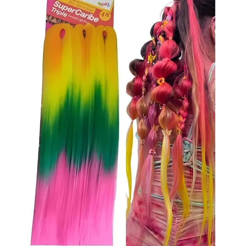 Cabelo Jumbo Colorido Box Braid Unicorn - Amarelo/Verde/Rosa