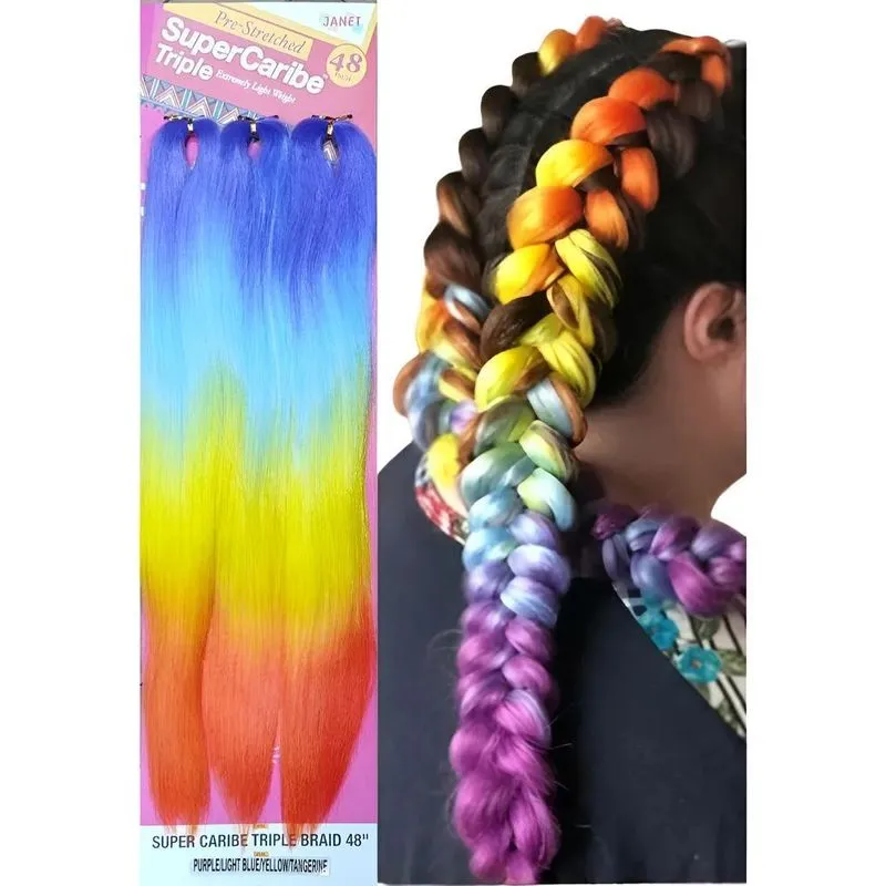 Cabelo Jumbo Colorido Box Braid Unicornio 120cm - Arco Iris