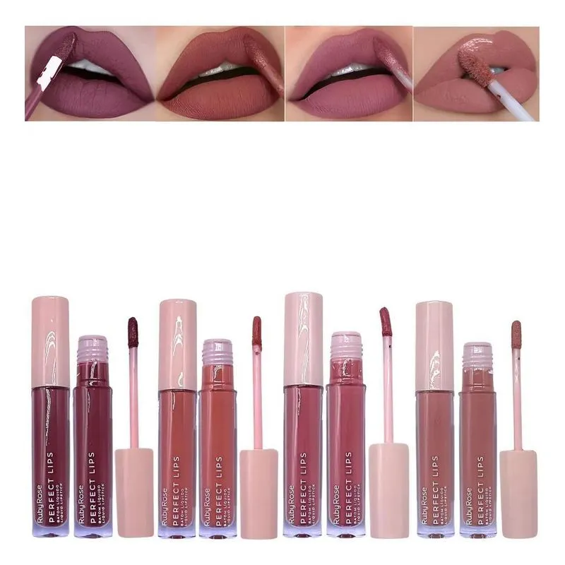 Kit 4 Batons Matte Ruby Rose: Labios Perfeitos - Kit 4 Batons G1