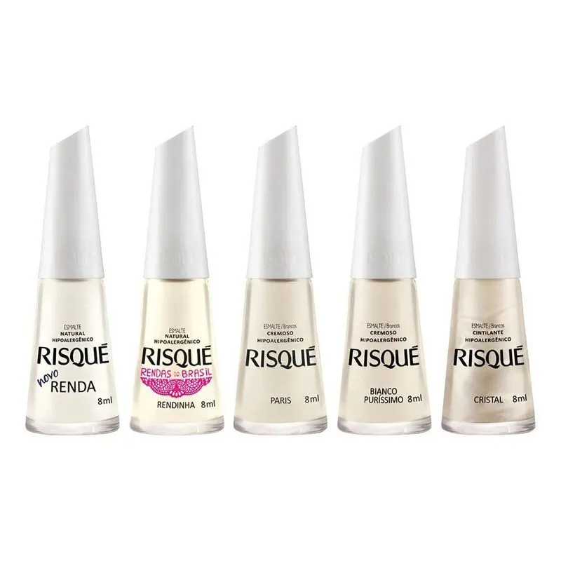 Kit 5 Esmaltes Risque Manicure Renda Francesinha