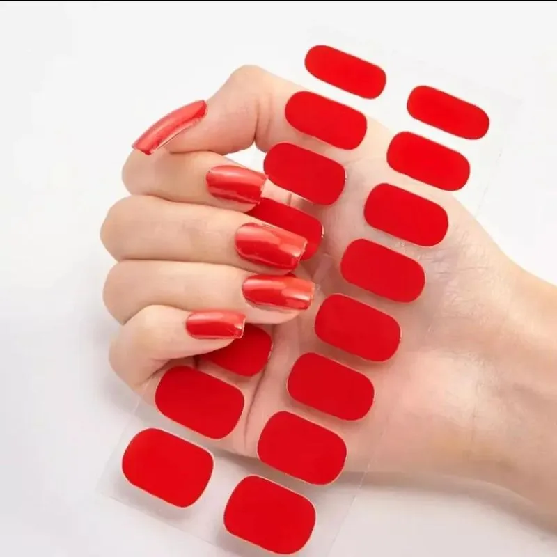 Unhas Gel Autocolantes Durad - 1 Cartela Vermelho E Lanterna