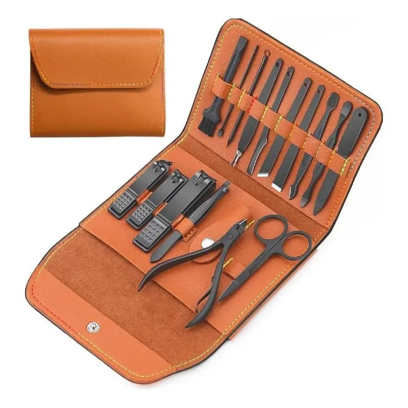 Kit Manicure 16 Peças Bolsa Dobrável Aço Inoxidável Completo