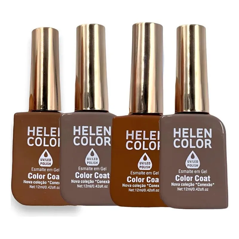 Esmalte Gel Helen Color Conexão: 4 Cores - Kit Tons Marrons