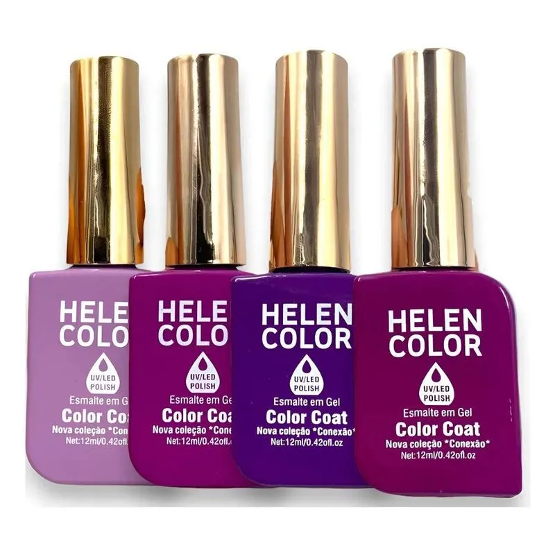 Esmalte Gel Helen Color Conexão: 4 Cores - Kit Tons Violeta