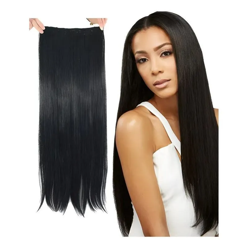 Aplique Tic Tac Cabelo Orgânico Liso Preto 60cm