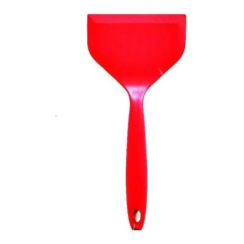 3x Espatula Larga Em Silicone Com Cabo Maciço 25.8 X 12 Cm.
