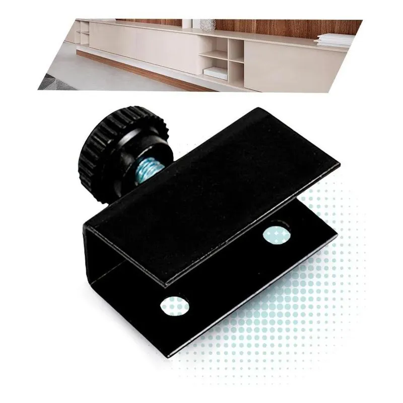 3x Sapata Pé Nivelador Regulável 1/4 Preto Chapa U 15mm - 4u