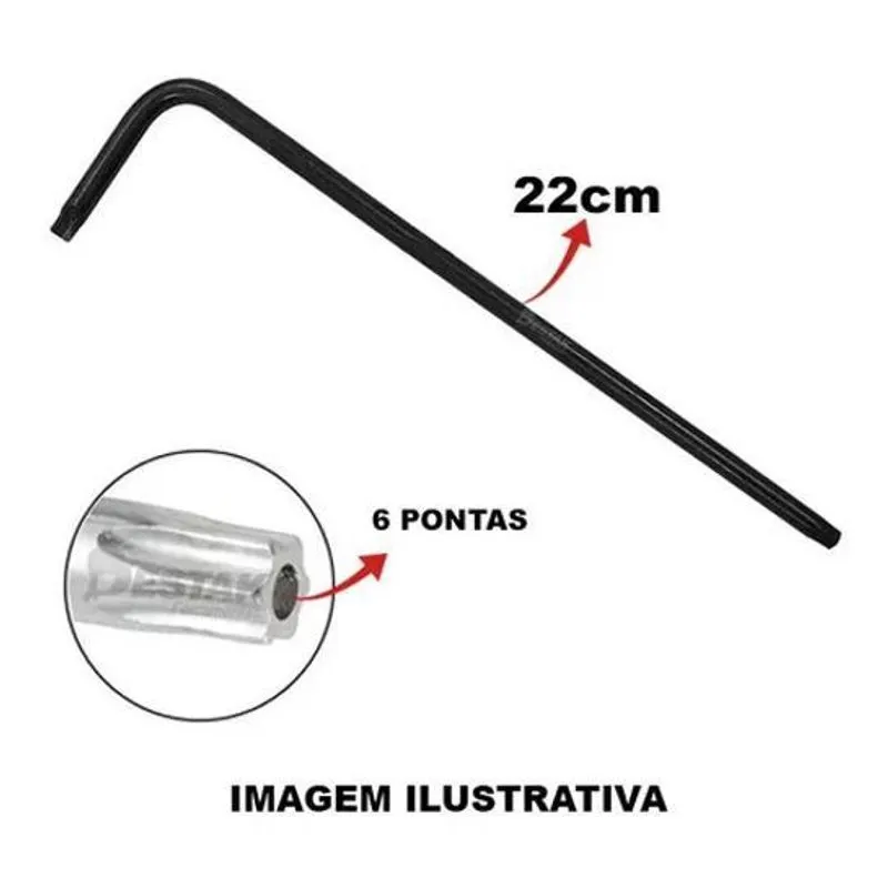 10x Chave Torx L Longa Tamanho T40 3125340 Aço Corneta