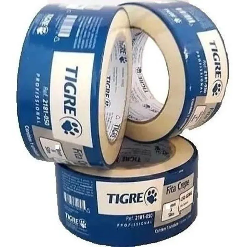 10x Kit Com 3 Fitas Crepe Larga 48mm X 50m Uso Geral Tigre P