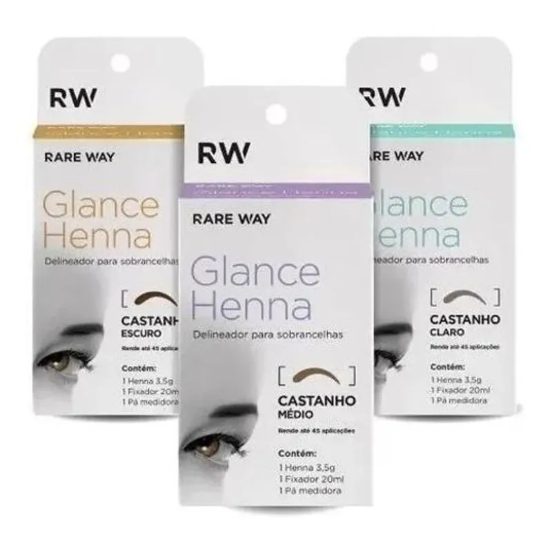 5x Glance Henna Para Sobrancelhas Rare Way 3 Unidades