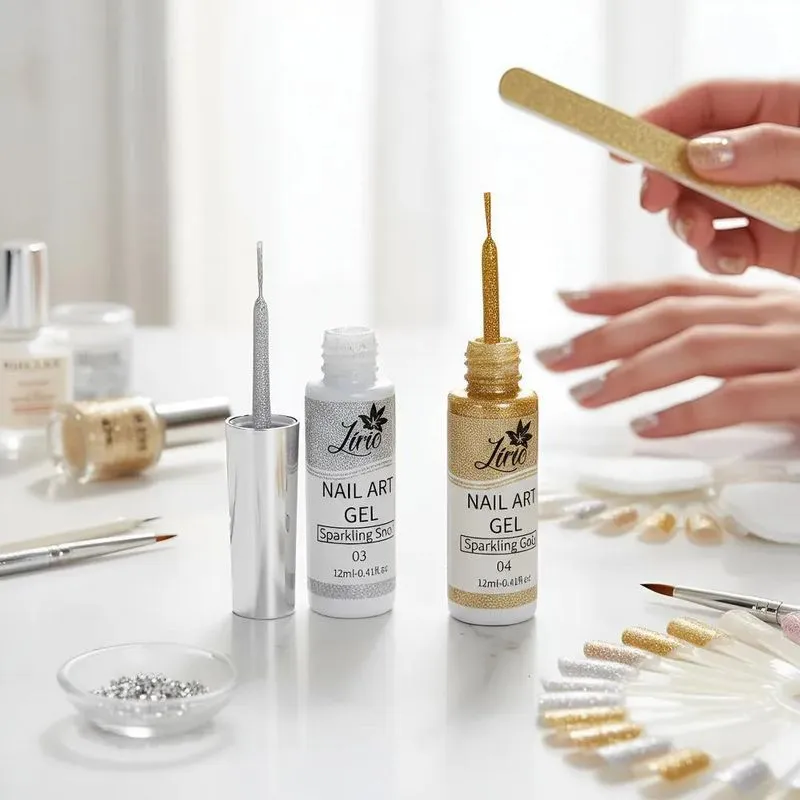 Kit 2 Esmaltes Gel Glitter Refletivo: Prata &amp; Dourado