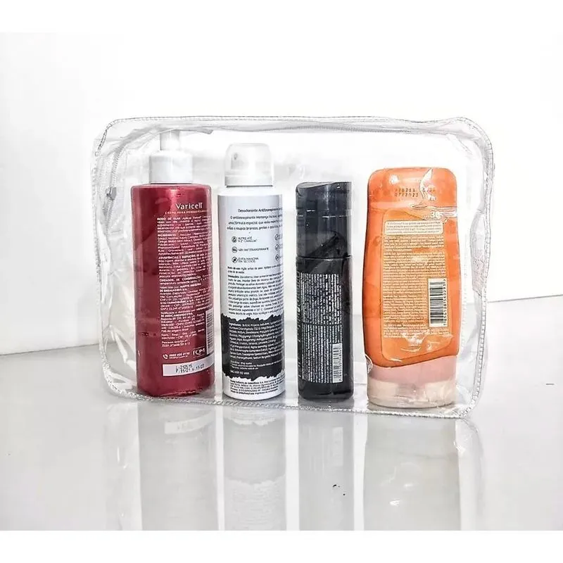 5x Necessaire Pvc Transparente 25x19x9cm - Kit Com 10 Unidad